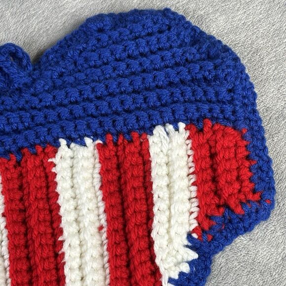 USA Flag Crochet Pot Holder Fourth Of July Red White Blue Patriotic 12x12‎ - Picture 3 of 6